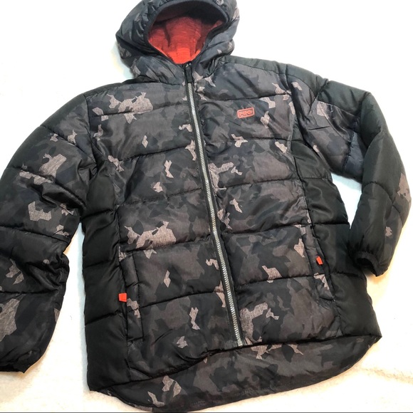Hk Hawke Co Boys Camo Hooded Puffer 